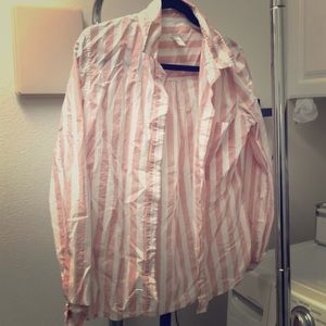 Pink and white Botton down blouse